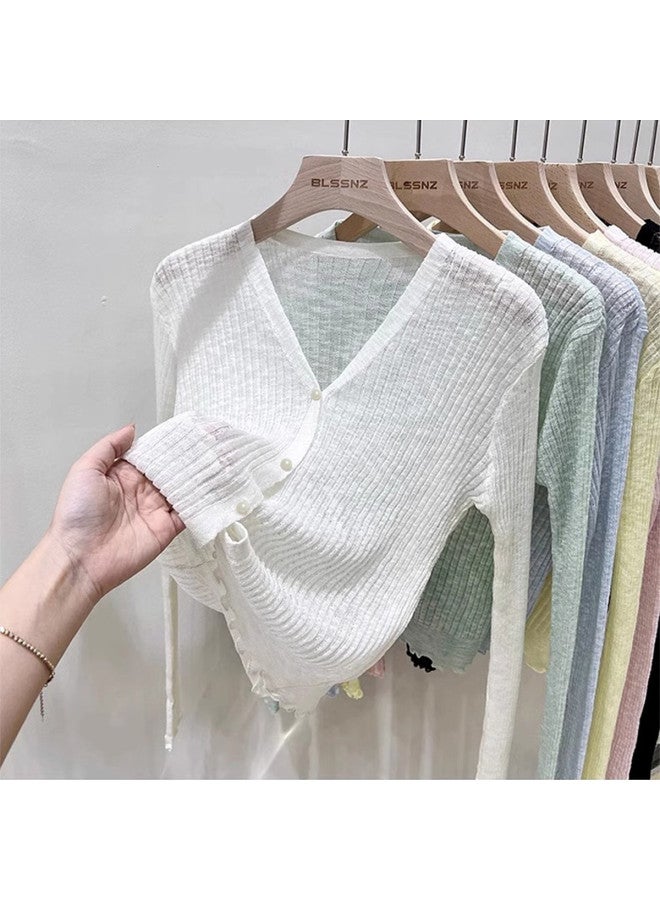 Modal Lightweight Summer Fashion Versatile Little Chanel Style Knit Cardigan Aurora Fairy Outerwear Air Conditioning Long Sleeve Top For Women - Image 5