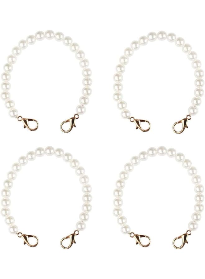EIKLNN 4 Pieces Pearl Bead Replacement Chain Strap, Handbag Chains Accessories, Purse Straps Shoulder with Metal Buckles, for DIY Bags Purse Handbag Accessories  - Image 1