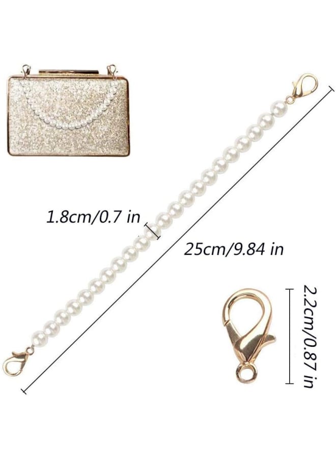 EIKLNN 4 Pieces Pearl Bead Replacement Chain Strap, Handbag Chains Accessories, Purse Straps Shoulder with Metal Buckles, for DIY Bags Purse Handbag Accessories  - Image 3