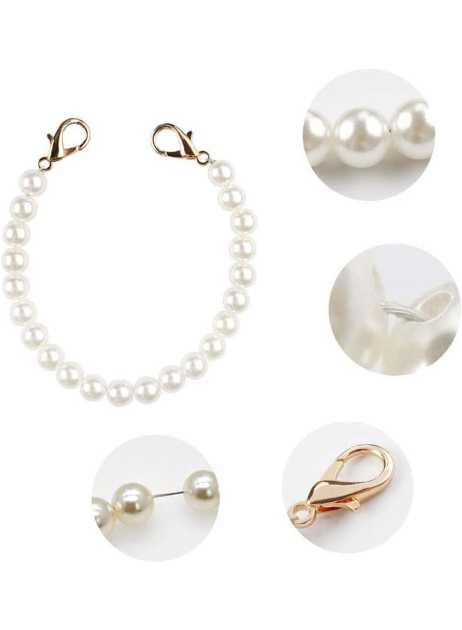 EIKLNN 4 Pieces Pearl Bead Replacement Chain Strap, Handbag Chains Accessories, Purse Straps Shoulder with Metal Buckles, for DIY Bags Purse Handbag Accessories  - Image 4