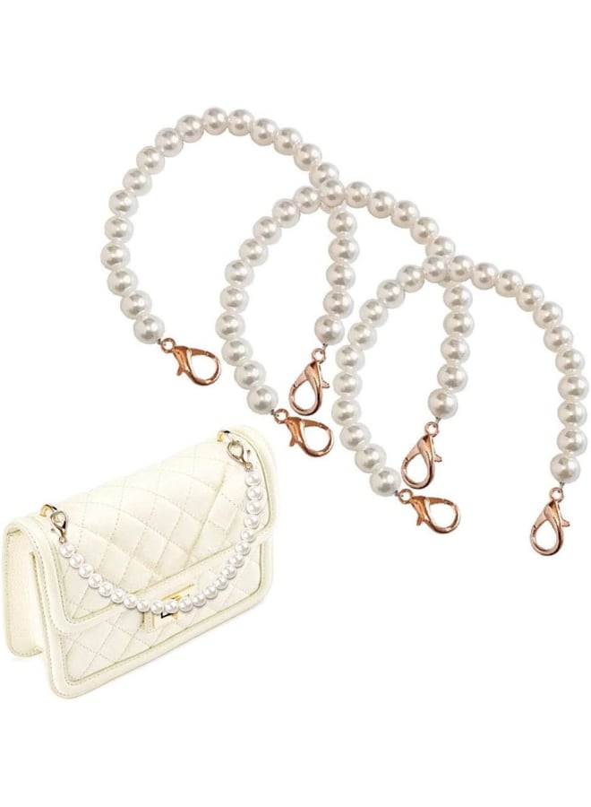 EIKLNN 4 Pieces Pearl Bead Replacement Chain Strap, Handbag Chains Accessories, Purse Straps Shoulder with Metal Buckles, for DIY Bags Purse Handbag Accessories  - Image 2