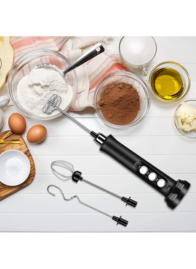 Arabest - Milk Frother 3 Spring Whisk Heads, Electric Handheld Foam Maker 3 Speeds Egg Beater Drink Mixer, USB Rechargeable Mini Blender for Coffee Latte Cappuccino Hot Chocolate - Image 1