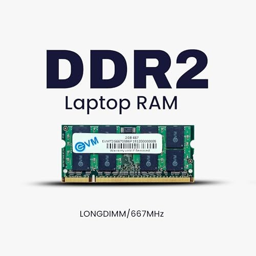 EVM 2GB DDR2 Laptop RAM Memory | 667MHz | PC2-5300 | SO-DIMM | 200-Pin | CL5 | 1.8V Low Voltage | Non-ECC Unbuffered | Notebook Compatible | Intel & AMD Support | 10 Year Warranty (EVMT2G6670S86P) - Image 2