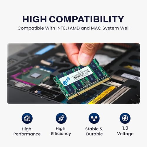 EVM 2GB DDR2 Laptop RAM Memory | 667MHz | PC2-5300 | SO-DIMM | 200-Pin | CL5 | 1.8V Low Voltage | Non-ECC Unbuffered | Notebook Compatible | Intel & AMD Support | 10 Year Warranty (EVMT2G6670S86P) - Image 5