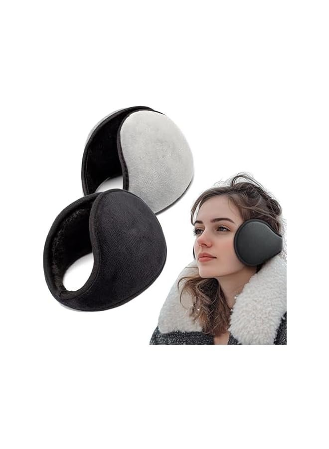 PROMASS 2pack Ear Muffs For Winter Ear Warmer Ear Covers Over The Head Ear Muffs for Men Women Outdoor Sports Snowboarding Foldable Windproof Plush Earmuffs - Image 1