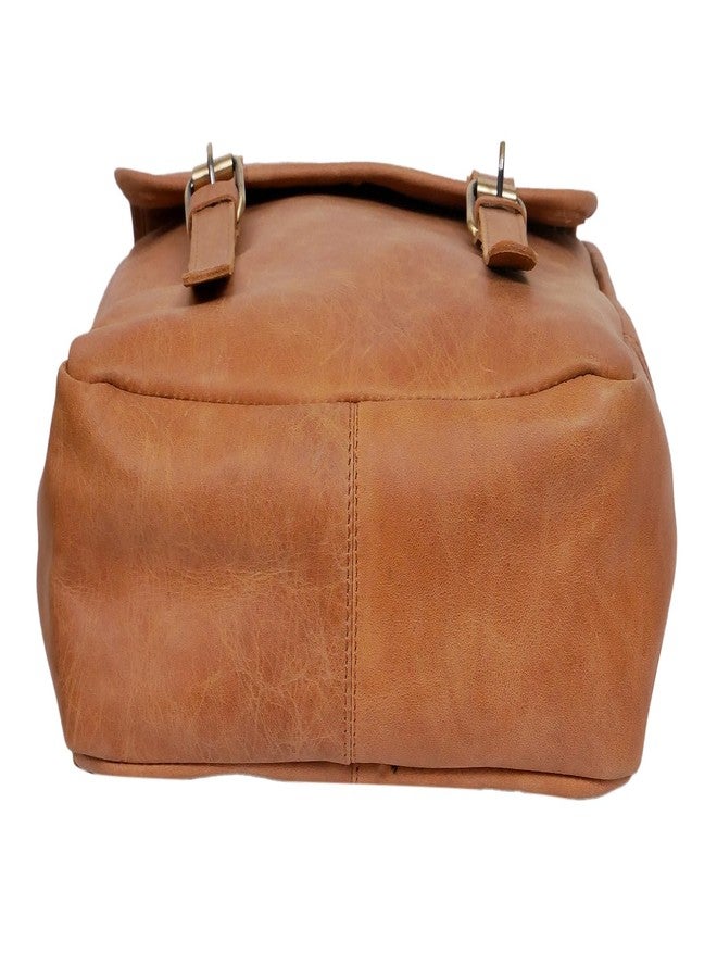 Celtic Genuine Leather Backpack Brown with Flap Closure, Adjustable Straps & Inside Zip Pocket - Image 4