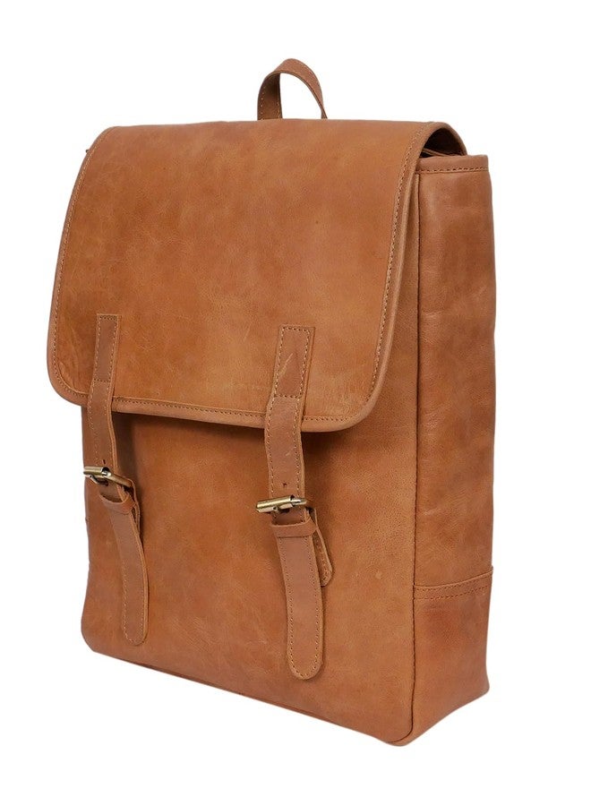 Celtic Genuine Leather Backpack Brown with Flap Closure, Adjustable Straps & Inside Zip Pocket - Image 3