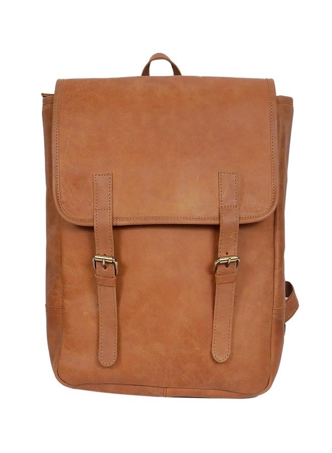 Celtic Genuine Leather Backpack Brown with Flap Closure, Adjustable Straps & Inside Zip Pocket - Image 1