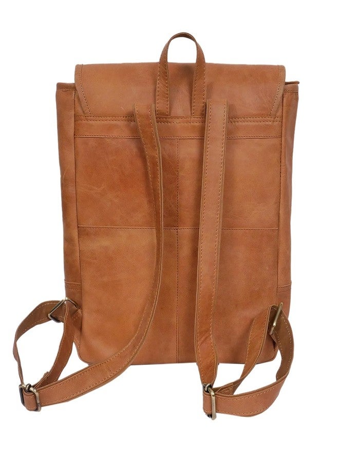 Celtic Genuine Leather Backpack Brown with Flap Closure, Adjustable Straps & Inside Zip Pocket - Image 2