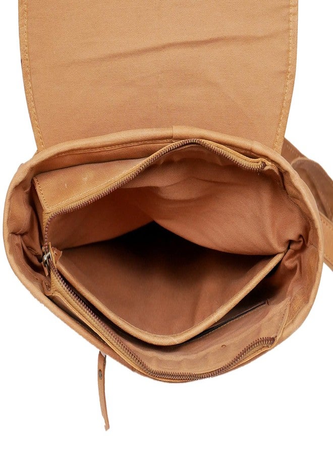 Celtic Genuine Leather Backpack Brown with Flap Closure, Adjustable Straps & Inside Zip Pocket - Image 5