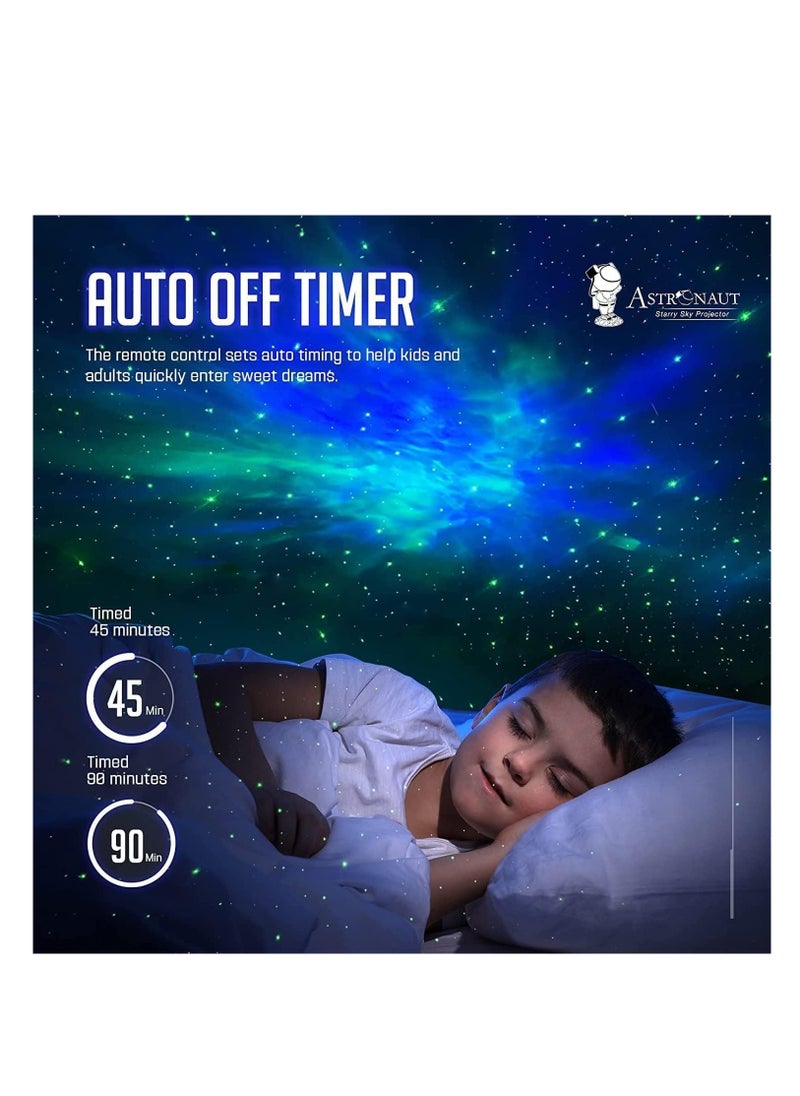 إمبريوم - جهاز العرض الليلي Galaxy Astronaut Star مزود بمؤقت وجهاز تحكم عن بعد وتصميم قابل للتعديل 360 درجة - مثالي للأطفال والكبار وغرفة نوم الأطفال وغرف الحفلات وغرف الألعاب، ومصباح جهاز عرض يعمل بمنفذ USB - Image 1