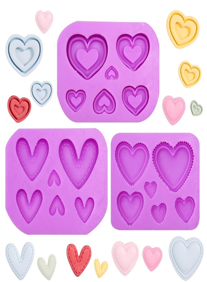acvcatto Heart Silicone Molds, 3 Pack, Multiple Sizes Heart Love Fondant Molds, for Cake Decoration Chocolate Candy, Cookie Gum Baking, Resin Crafts - Image 1