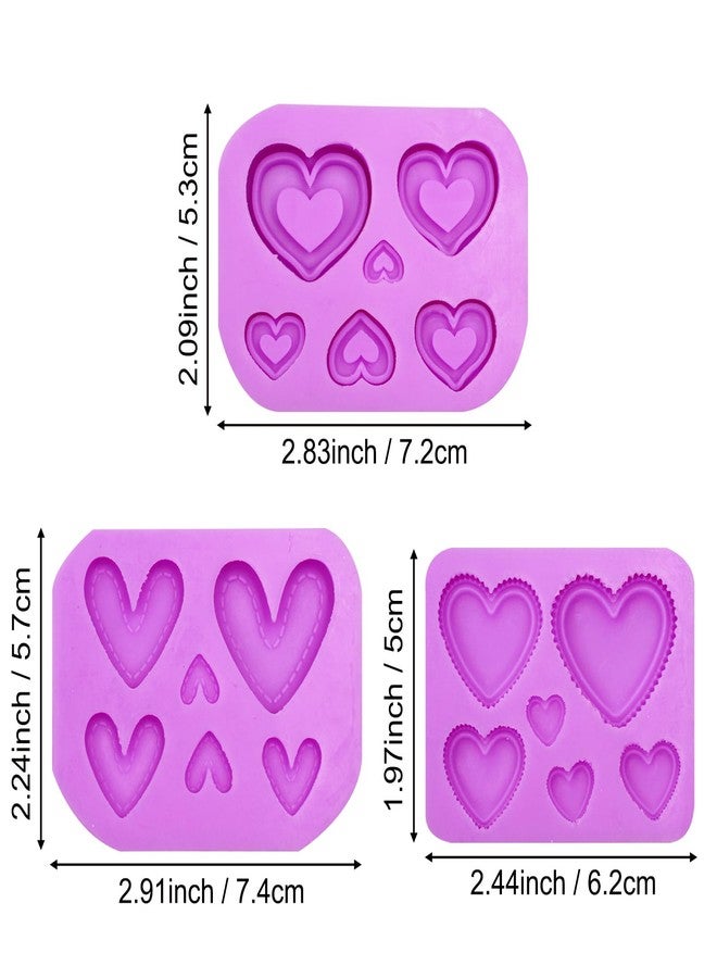 acvcatto Heart Silicone Molds, 3 Pack, Multiple Sizes Heart Love Fondant Molds, for Cake Decoration Chocolate Candy, Cookie Gum Baking, Resin Crafts - Image 2