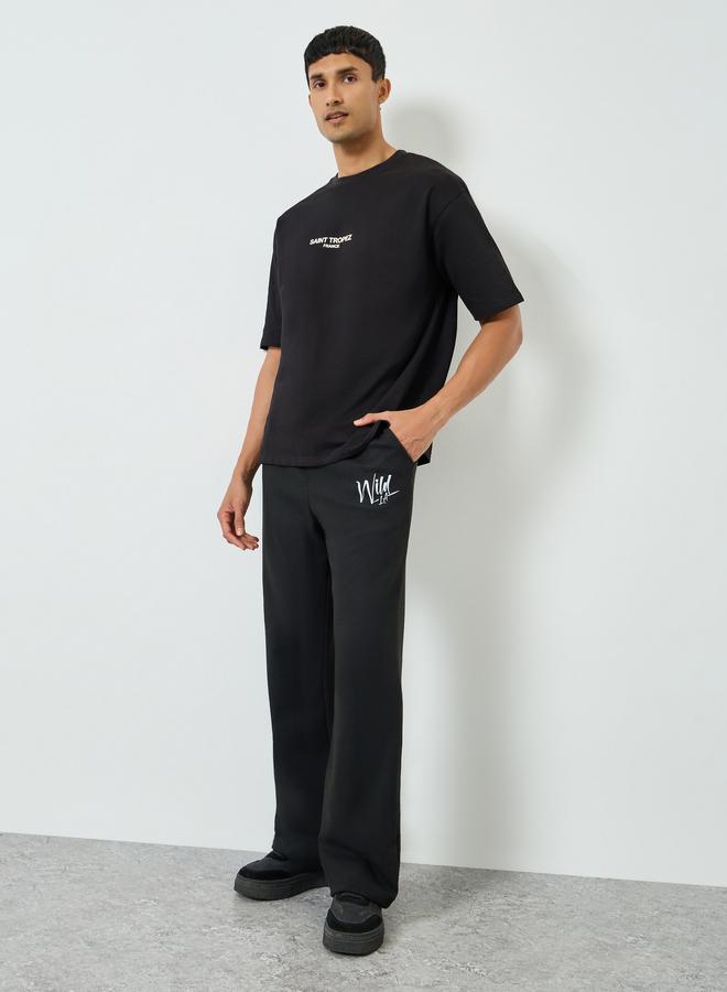 Styli Men Black Printed Oversized Joggers - Image 2