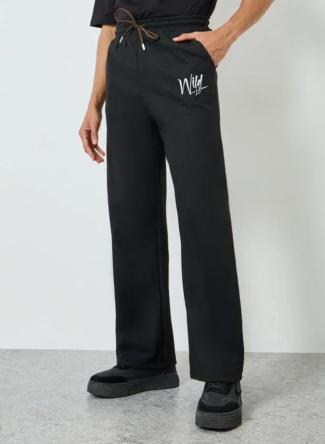 Men Black Printed Oversized Joggers