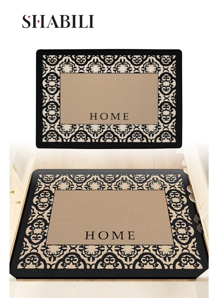 Entryway Rug with Polyester Material, Low-Profile Welcome Mat with Non-Slip Backing Traps Dirt and Moisture Wipes Clean, Indoor Home Decoration Floor Mat for Families Apartments Hallways and Foyers