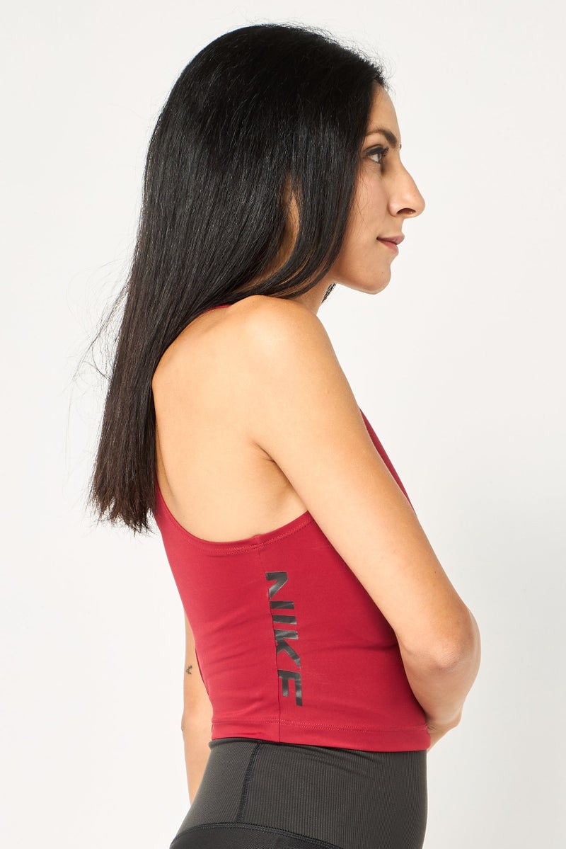Nike Women Dri-Fit Fit Sleeveless Training Tank Top, Maroon - Image 2