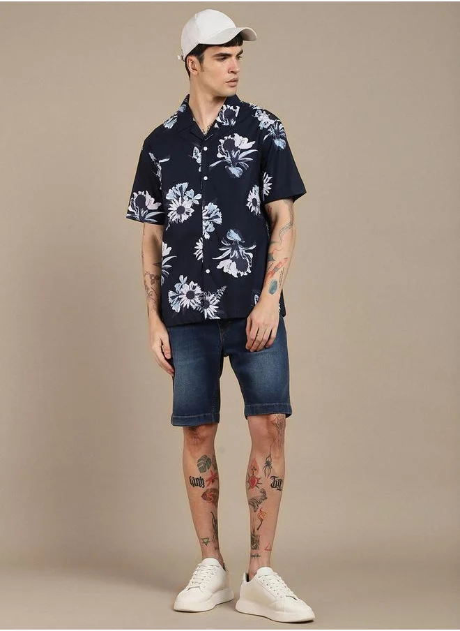 دينيس لينغو Button-Down Collar Printed Casual Shirt by Styli
