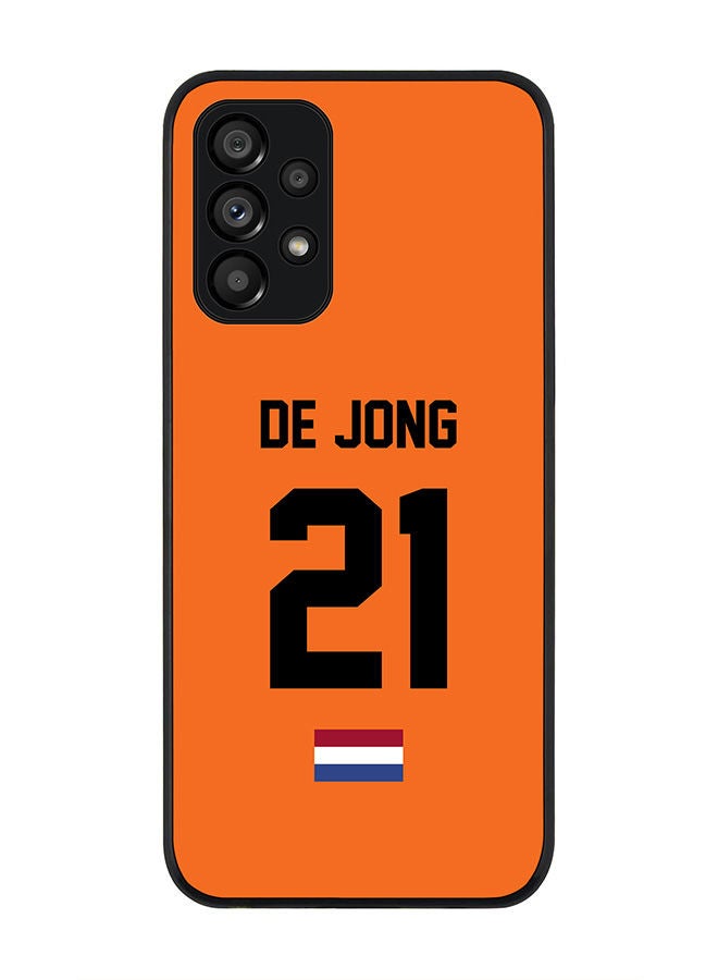 Stylizedd Rugged Black edge case for Samsung Galaxy A23 (LTE/4G) Slim fit Soft Case Flexible Rubber Edges Anti Drop TPU Gel Thin Cover - Football Team - Netherlands Player Name - De Jong - Image 1