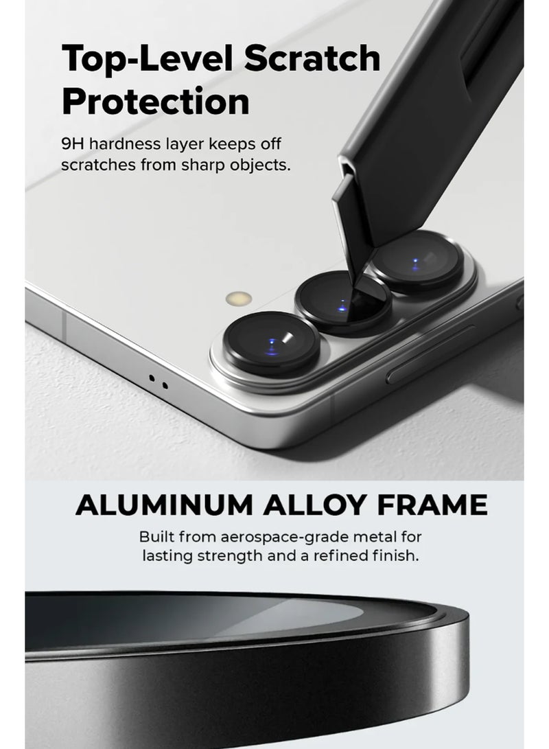 لجهاز سامسونج جالكسي S26 بلس - واقي عدسة زجاجي مقسى عالي الدقة 3D، واقي كاميرا زجاجي مقسى مع حماية من الخدوش والسقوط - أسود - Image 3