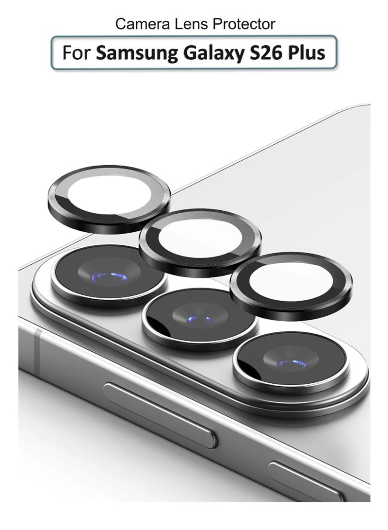 لجهاز سامسونج جالكسي S26 بلس - واقي عدسة زجاجي مقسى عالي الدقة 3D، واقي كاميرا زجاجي مقسى مع حماية من الخدوش والسقوط - أسود - Image 1