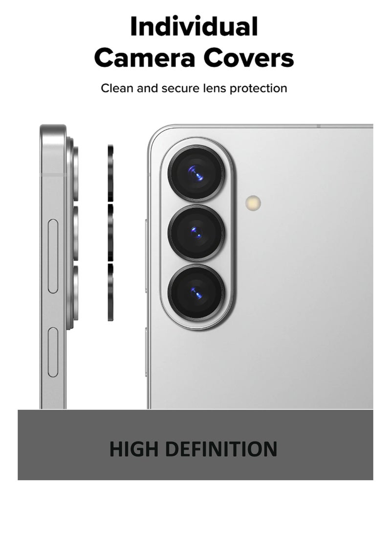 لجهاز سامسونج جالكسي S26 بلس - واقي عدسة زجاجي مقسى عالي الدقة 3D، واقي كاميرا زجاجي مقسى مع حماية من الخدوش والسقوط - أسود - Image 2