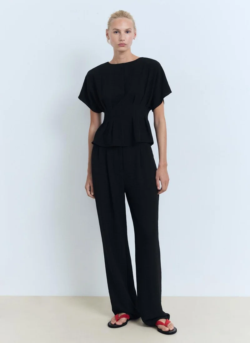 MANGO Short-Sleeved Peplum Blouse