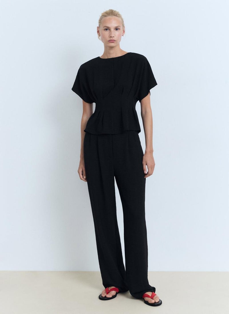 MANGO Casual Short-Sleeved Peplum Blouse  - Image 5