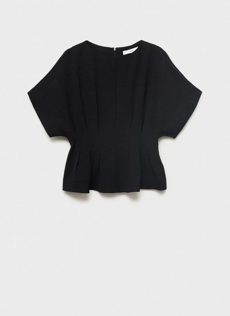 MANGO Short-Sleeved Peplum Blouse