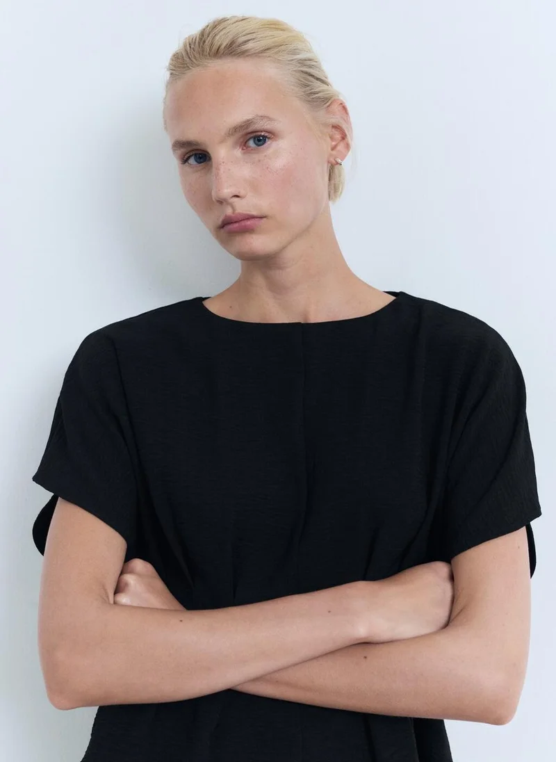 مانجو Casual Short-Sleeved Peplum Blouse