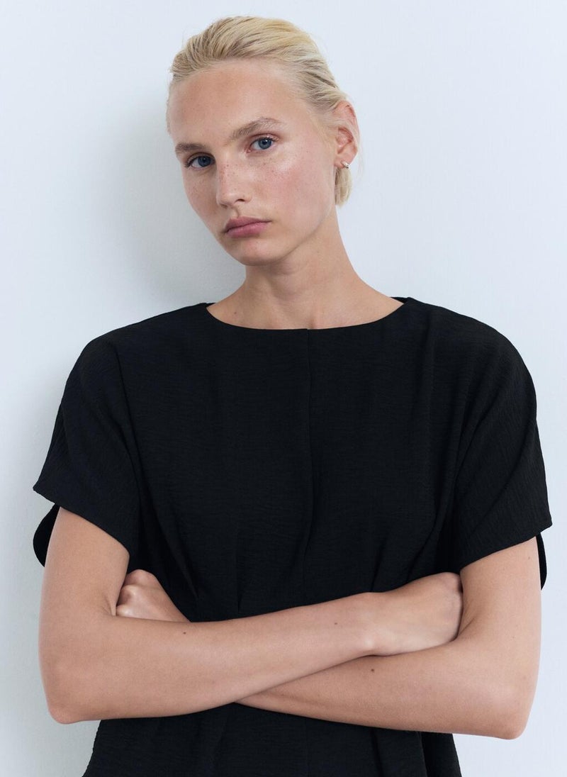MANGO Casual Short-Sleeved Peplum Blouse  - Image 1