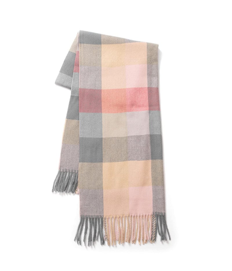 Villand Women's Wool Scarf - Cashmere Feel Winter Warm Checked Scarves for Women, Large Soft Thick Shawls and Wraps with Gift Box (Lilac Check) - Image 3