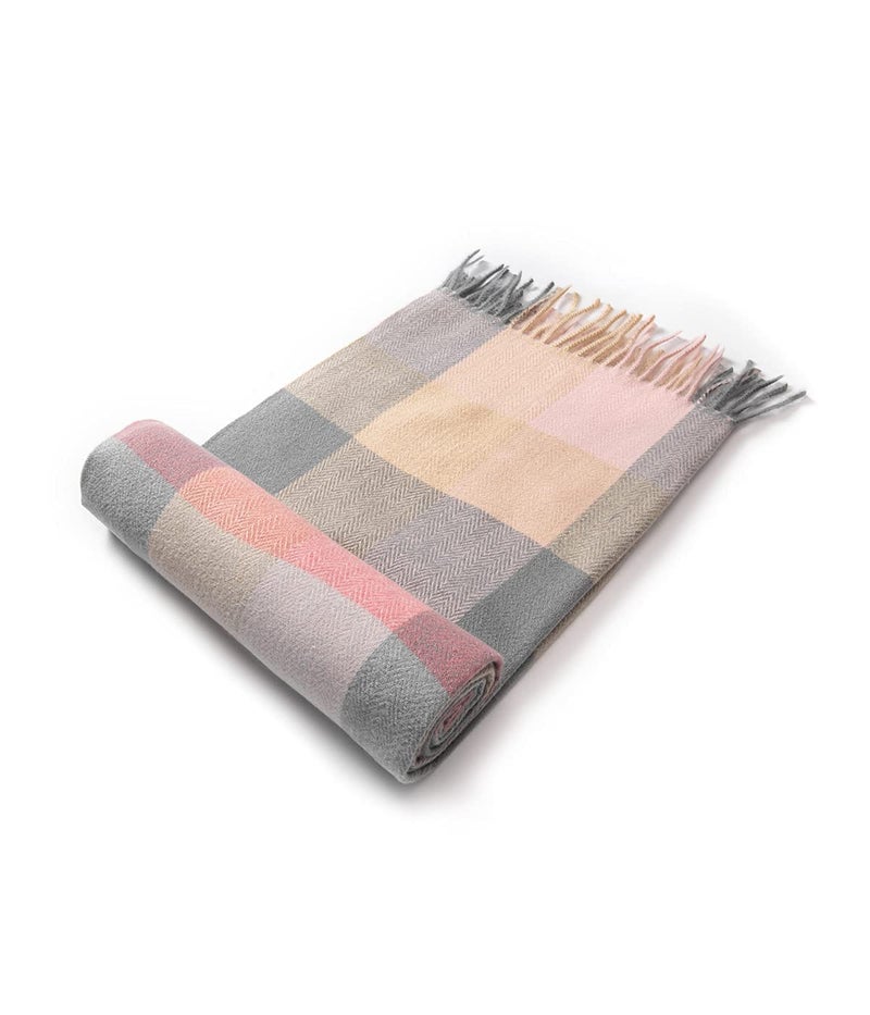 Villand Women's Wool Scarf - Cashmere Feel Winter Warm Checked Scarves for Women, Large Soft Thick Shawls and Wraps with Gift Box (Lilac Check) - Image 4