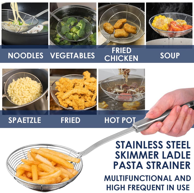 KEISSCO Premium Grade Stainless Steel Spaetzle Maker with Comfort Grip Handle, Stainless Steel Spider Strainer Skimmer Spoon Pasta Strainer, Homemade Traditional German Egg Noodle Dumpling Making Tool Set - Image 5