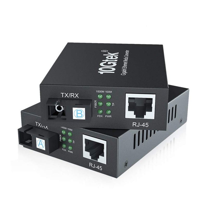 10Gtek a Pair of Gigabit Bidi Fiber to Ethernet Media Converter SingleMode Single SC Fiber to Ethernet RJ45 Converter for 101001000BaseTx to 1000BaseEX UL Certified 1310nm up to 40km