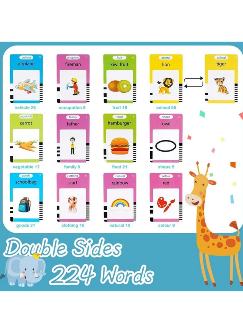 Arabic and English speaking flash cards, children's game 1 2 3 4 5 6 years old, educational toys, Montessori educational game 112 sheets 224 words, gift for the child's birthday...  - Image 4