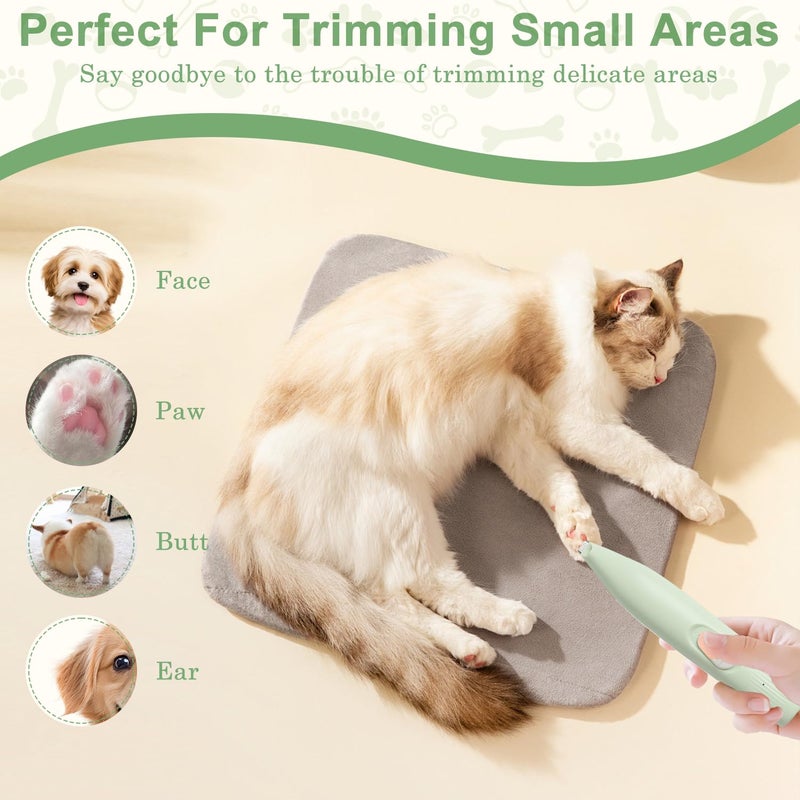 TecoKart ® Dog Cat Trimmer for Paw with USB Rechargeable and Low Noise, Dogs Hair Cutting Machine with LED Light for Small Spots - Green - Image 4