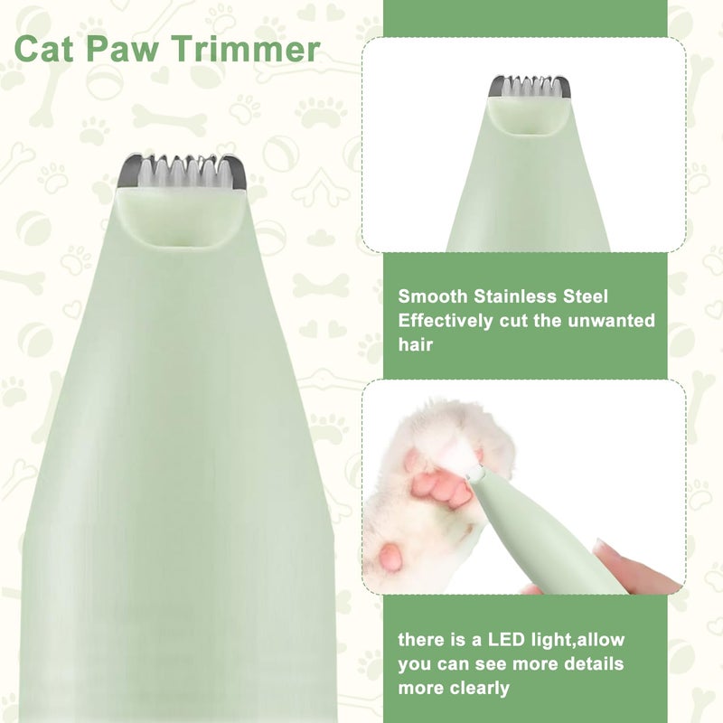 TecoKart ® Dog Cat Trimmer for Paw with USB Rechargeable and Low Noise, Dogs Hair Cutting Machine with LED Light for Small Spots - Green - Image 3