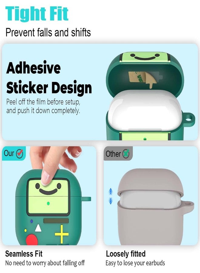BIQIRE Cute Cover for AirPods 4 Case (2024), Cartoon Cute AirPods 4 Case Game Console Design Silicone Shock-Proof Protection Cool Case for AirPods 4th Generation Case Funny with Keychain/Cleaner Kit (Green) - Image 5