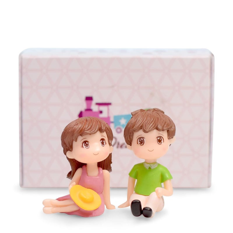iDream iDream Relaxing Couple Resin Showpiece Miniatures Romantic Gifts for Boyfriend Girlfriend Husband Wife Decorative Figurine for Home Dcor Anniversary and Special Occasions Green Pink  - Image 3