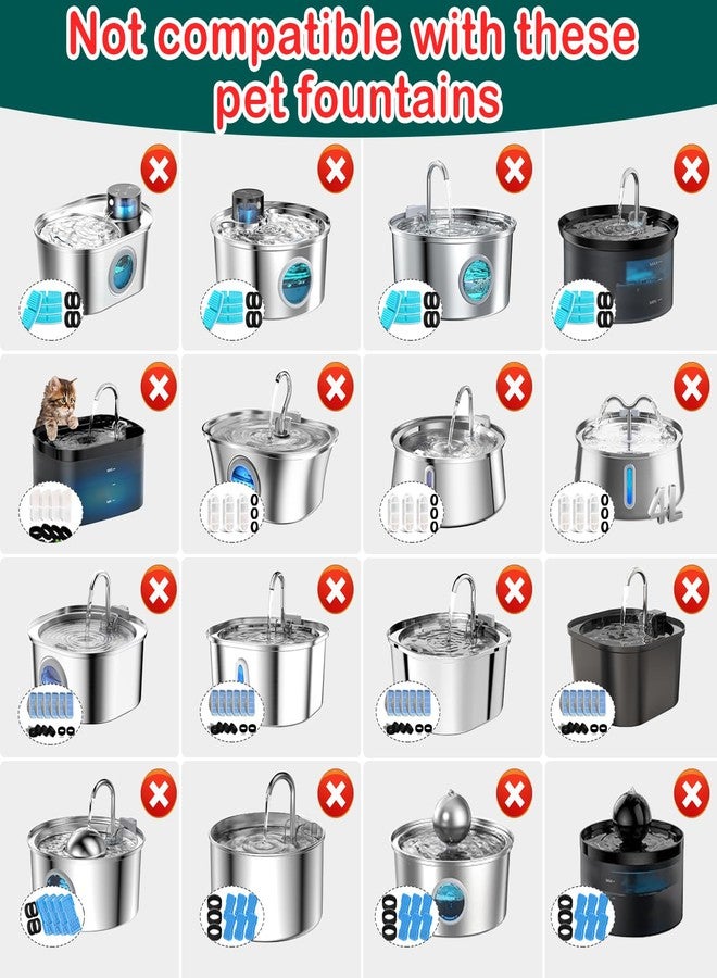 KANCHOU Cat Water Fountain Filter,8 Pack Cat Fountain Filter Replacement for Stainless Steel 67oz/2L and 3.2L/108oz Pet Water Fountain,Pet Fountain Filters Replacement(4+4 Pack) - Image 3