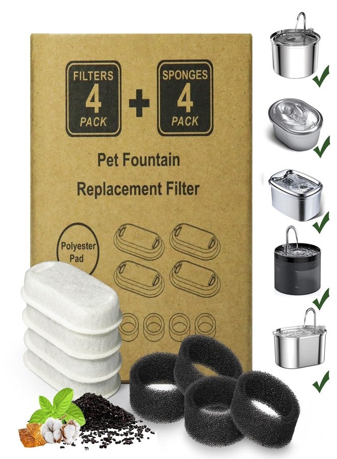KANCHOU Cat Water Fountain Filter,8 Pack Cat Fountain Filter Replacement for Stainless Steel 67oz/2L and 3.2L/108oz Pet Water Fountain,Pet Fountain Filters Replacement(4+4 Pack) - Image 1