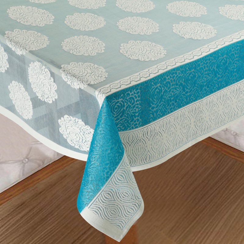 Homerz Premium 6 to 8 Seater Dining Table Cloth for Home, Durable and Thick Polycotton Fabric (Gulmohar_Aqua, 60x90 inch- 6 to 8 Seater) - Image 5