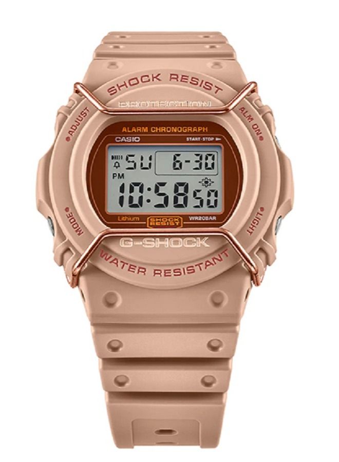 Casio Men Watch G- Shock Digital Metallic Face Protectors Clear Dial Resin Band DW-5700PT-5DR. - Image 2