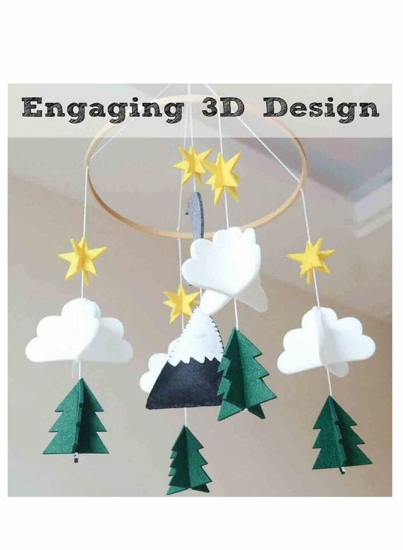 Y&D Infant Crib Mobile Nursery Forest, Star Baby Wind Chimes Bed Bell Felt Toy Accessories for Boys Newborn Gift Ceiling Decor  - Image 3
