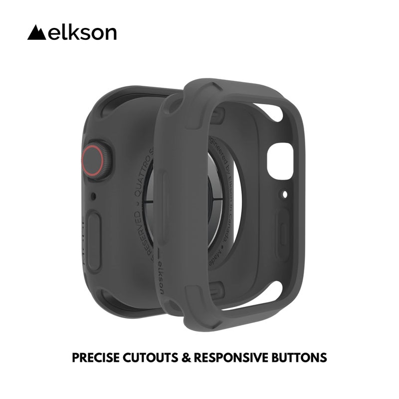 elkson Compatible with Apple Watch 45mm Bumper Case, Quattro 2.0 Series Rugged Case for Apple Watch and iWatch Series 9 8 7, Military Grade Durable Protective Cover, Flexible Shock Proof, Black - Image 4