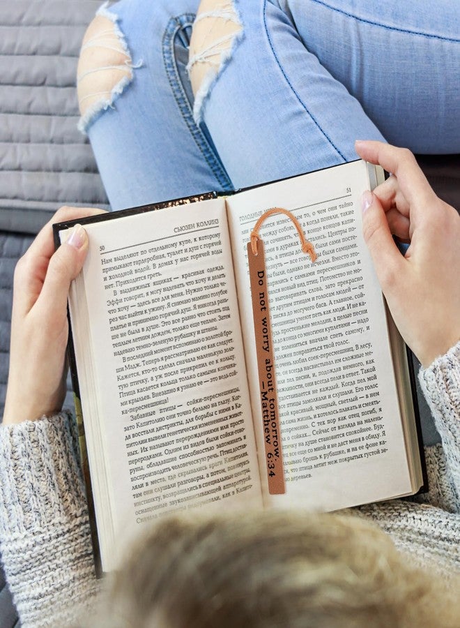 WY LIGHTING LEVEL ١٠ قطع من فواصل الكتب المقدسة، فواصل كتب مسيحية عتيقة من الجلد، فواصل صفحات مصنوعة يدويًا، فواصل كتب ملهمة من الكتاب المقدس للرجال والنساء، محبو القراءة، عشاق الكتب، المعلمون، القراء، الكنيسة، عيد الميلاد - Image 5