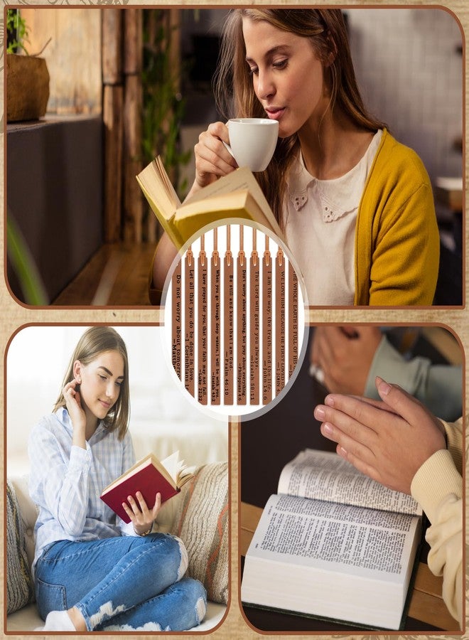 WY LIGHTING LEVEL ١٠ قطع من فواصل الكتب المقدسة، فواصل كتب مسيحية عتيقة من الجلد، فواصل صفحات مصنوعة يدويًا، فواصل كتب ملهمة من الكتاب المقدس للرجال والنساء، محبو القراءة، عشاق الكتب، المعلمون، القراء، الكنيسة، عيد الميلاد - Image 4