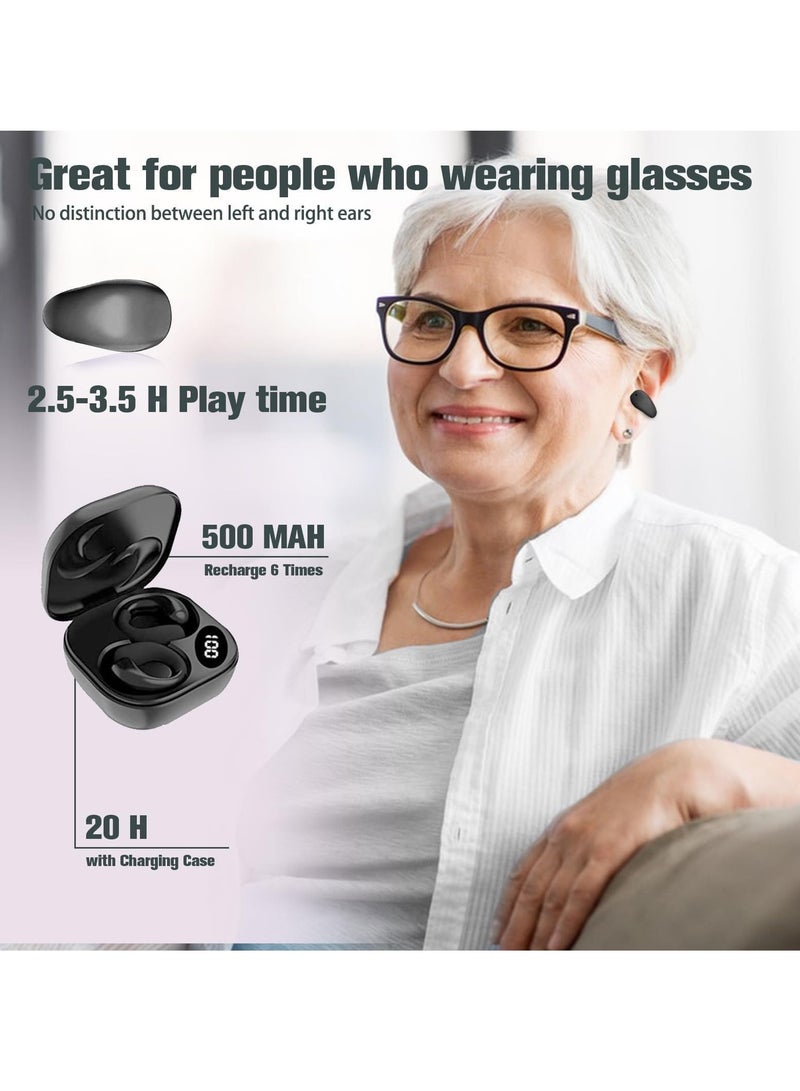 SYOSI Wireless Bone Conduction Headphones, Bluetooth 5.3 Open Ear Headphones with Mic, Clip-On Earbuds, 24-Hour Playtime, Digital Display Charging Case, Black - Image 4