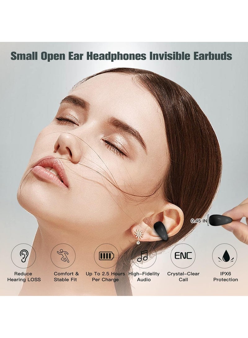 SYOSI Wireless Bone Conduction Headphones, Bluetooth 5.3 Open Ear Headphones with Mic, Clip-On Earbuds, 24-Hour Playtime, Digital Display Charging Case, Black - Image 2
